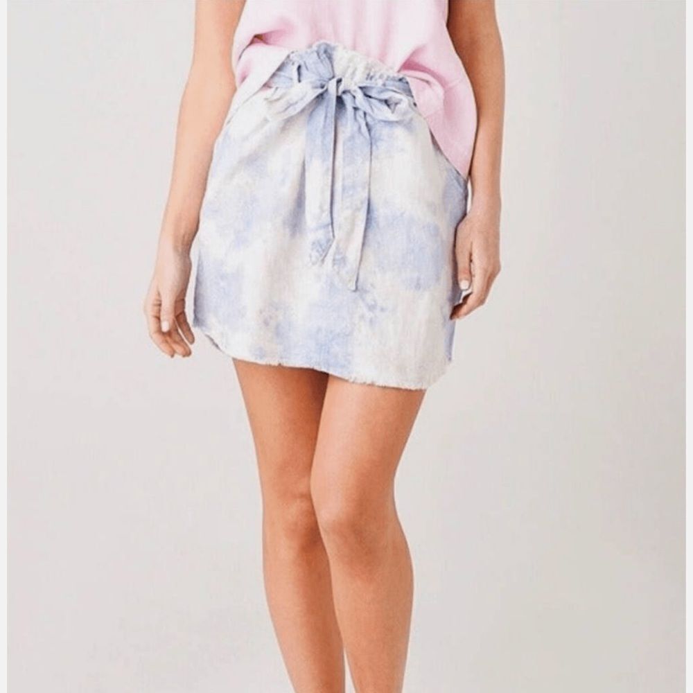 Bella Dahl Pastel Tie-Dye Galaxy Colorway Raw Hem Mini Skirt Size S